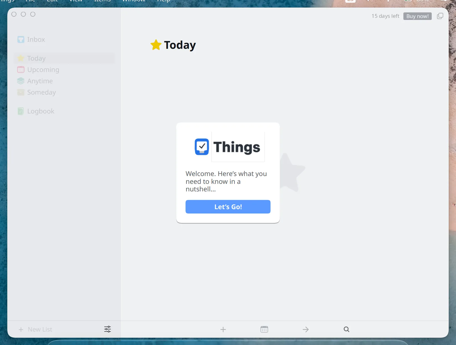 Things 3’s welcome card, drawn by Cutefish’s SwiftUI implementation