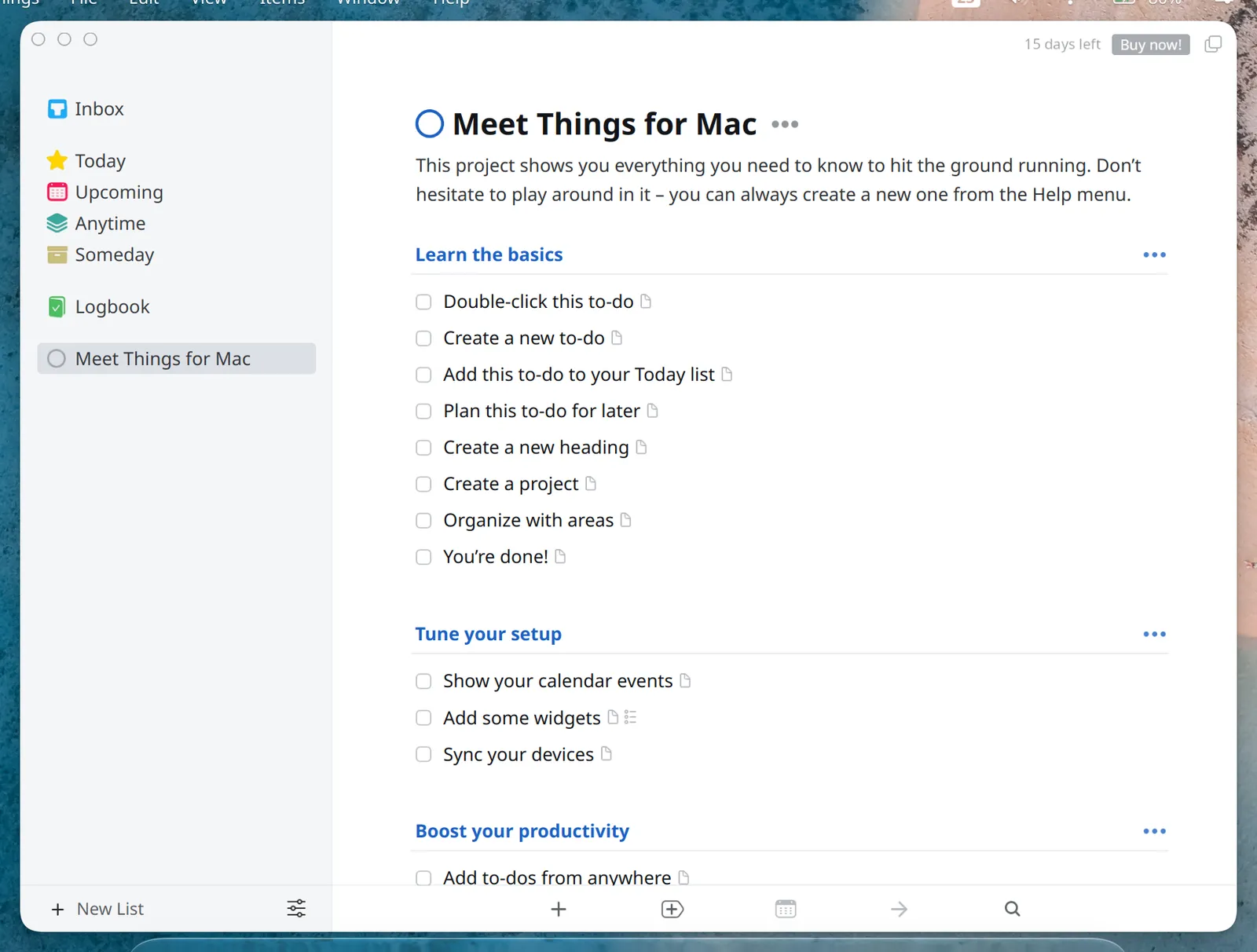 Things 3’s tutorial project